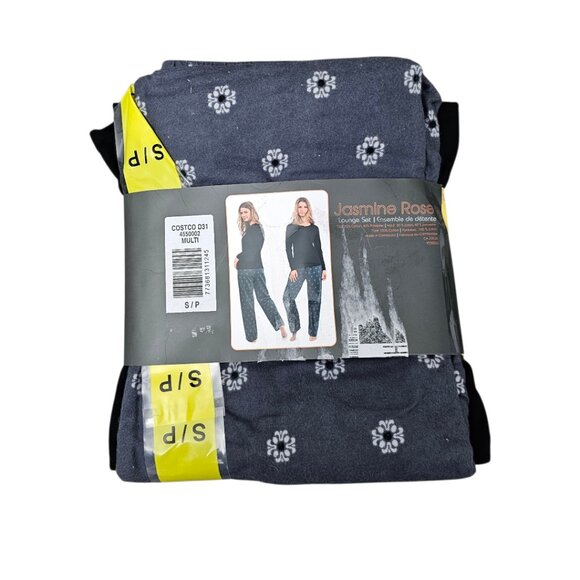 Jasmine Rose New Women's Black And Grey Cotton Blend Two-piece Lounge Set - Picture 3 of 3